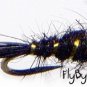 Black FB Gold Ribbed Hares Ear Nymph Fly Twelve Size 18