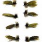 Olive Hornberg Fly Fishing Flies - Twelve NEW Premium Flies Choice of Hook Size