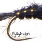Bead Head Black Gold Ribbed Hares Ear Nymph Fly Fishing Flies - Twelve NEW Flies