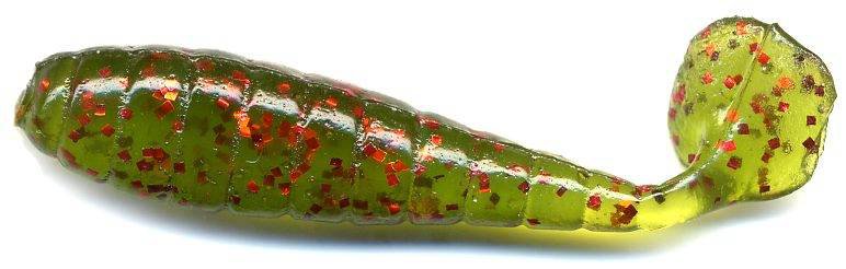 Laker 2-1/2" Green/Red Paddle Tail Soft Grubs (10 Pack)