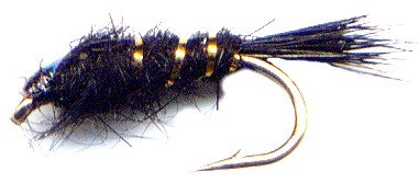 Black Gold Ribbed Hares Ear Nymph Fly Fishing Flies - Twelve NEW Deadly Flies