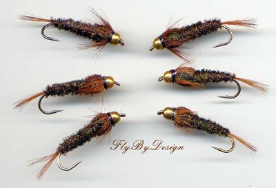 Bead Head Halfback Nymph - Twelve Fly Fishing Flies - Choice of Hook Size
