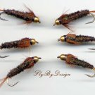 Bead Head Halfback Nymph - Twelve Fly Fishing Flies - Choice of Hook Size
