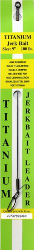 Solid Titanium Jerk Bait Leader 9"/100 Lb Test Leader - with Welded Ring & Snap