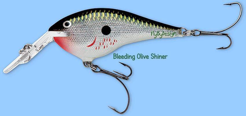 Rapala Bleeding Olive Shiner DT Thug (DTTSS BOS) Lure w/ VMC SureSet Hooks