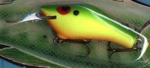 Vintage (1987) POE'S Chart/Olive/Orange Shad Lure #245