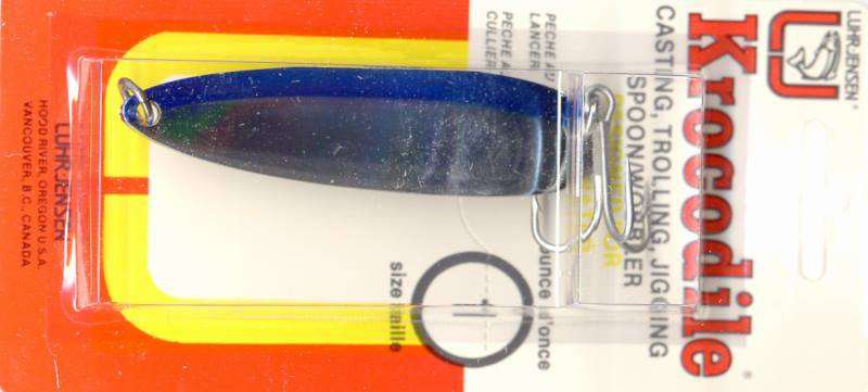 Luhr-Jensen Krocodile Chrome/Neon Blue Wobbler Spoon