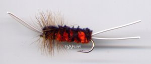 Bitch Creek Red & Black Nymphs - Twelve Hook Size 6 Fly Fishing Flies