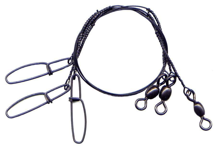 Berkley 9"/45 Lb Black Musky Stainless Steel Leaders with McMahon Swivel & Snap