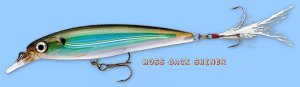 Rapala Moss Back Shiner X-RAP Suspending Lure (XRSS12 MBS) with VMC SureSet Hook