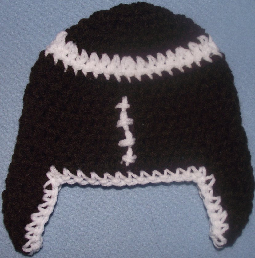 Crochet Football Earflap Hat Preemie-Adult YOU CHOOSE SIZE & Colors