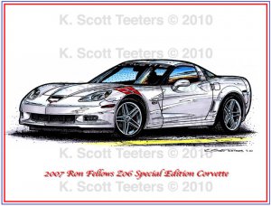 2007 Ron Fellows Z06 Special Edition Corvette Laser Color Print