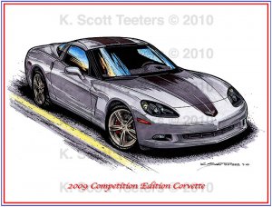 2009 Competition Edition Corvette Laser Color Print
