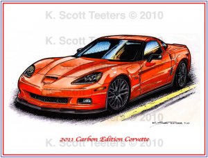 2011 Carbon Edition Corvette Laser Color Print