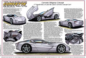 Corvette Stingray Concept Laser Color Print Illustrated Series No. 170