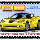 2008 ZHZ Hertz Fun Club Corvette Postage Stamp Art Print