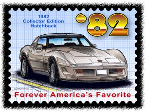 1982 Collector Edition Hatchback Corvette Postage Stamp Art Print