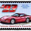 1993 40th Anniversary Edition Corvette Postage Stamp Art Print