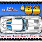 1963 Corvette Year by Year Postage Stamp Art Print