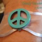 Peace Sign Ribbon Bracelet, Turquoise on Sheer White, Love Style, Ramona Beasley