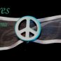 Peace Sign Ribbon Bracelet, Turquoise on Sheer White, Love Style, Ramona Beasley