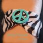 Peace Sign Ribbon Bracelet, Turquoise on Black & White, Love Style, Ramona Beasley