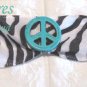 Peace Sign Ribbon Bracelet, Turquoise on Black & White, Love Style, Ramona Beasley