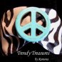 Peace Sign Ribbon Bracelet, Turquoise on Black & White, Love Style, Ramona Beasley