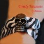 Skull Ribbon Bracelet, Brown on Black & White, Goth Biker Style, Ramona Beasley