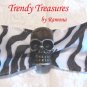Skull Ribbon Bracelet, Brown on Black & White, Goth Biker Style, Ramona Beasley