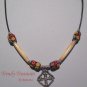 Square Celtic Cross, Ladakhi Beads, Carved Horn Beads, Corded Necklace, Ramona Beasley