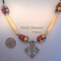 Square Celtic Cross, Ladakhi Beads, Carved Horn Beads, Corded Necklace, Ramona Beasley