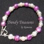 Pink and White Freshwater Pearls, Rhinestone Rondelles, Stunning Bracelet, Ramona Beasley