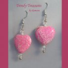 Bright Pink Heart Earrings, Pink Turquoise, Original Design, Ramona Beasley