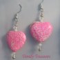 Bright Pink Heart Earrings, Pink Turquoise, Original Design, Ramona Beasley