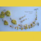 Reduced! Bold Statement Necklace,Bright Yellow Color, Pearls,Crystals,Artisan, Ramona Beasley
