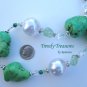 Reduced! Statement Necklace,Green Color,Giant Pearls & Crystals,Artisan Crafted, Ramona Beasley