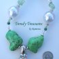 Reduced! Statement Necklace,Green Color,Giant Pearls & Crystals,Artisan Crafted, Ramona Beasley