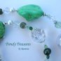Reduced! Statement Necklace,Green Color,Giant Pearls & Crystals,Artisan Crafted, Ramona Beasley