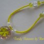 Yellow Flower Glass Pendant on Beaded Necklace, Crystals, OOAK