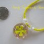Yellow Flower Glass Pendant on Beaded Necklace, Crystals, OOAK