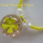 Yellow Flower Glass Pendant on Beaded Necklace, Crystals, OOAK