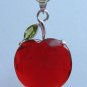 Faceted Crystal Apple Pendant,Teacher,Sterling Silver Chain, Peridot