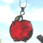 Faceted Crystal Apple Pendant,Teacher,Sterling Silver Chain, Peridot