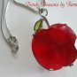 Faceted Crystal Apple Pendant,Teacher,Sterling Silver Chain, Peridot