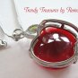 Faceted Crystal Apple Pendant,Teacher,Sterling Silver Chain, Peridot
