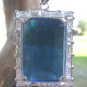 Blue Faceted Crystal Pendant,Prom, Sterling Silver Chain, Rhinestones