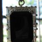 Black Faceted Crystal Pendant,Prom,Sterling Silver Chain, Rhinestones