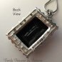 Black Faceted Crystal Pendant,Prom,Sterling Silver Chain, Rhinestones