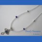 Vintage Cross Pendant Necklace, Blue Rhinestones, Matching Earrings, Set